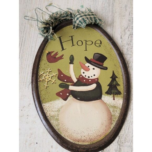 Hope snowman red cardinal bird ornament Xmas decor - Picture 2 of 3